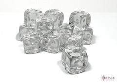 Translucent Clear/white 16mm d6 Dice Block (12 dice) - CHX23601